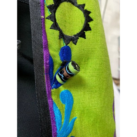 Allure Womens Jacket Green Blue Floral Long Sleeve Toggle Embroidered M - Picture 9 of 12